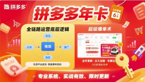 拼多多年卡,拼多多全链路运营底层逻辑,超级爆单术【更新10月】小淇云库-创业网-网赚副业-网创副业-项目拆解-技术类创业资源网-副业网-免费资源下载小淇云库
