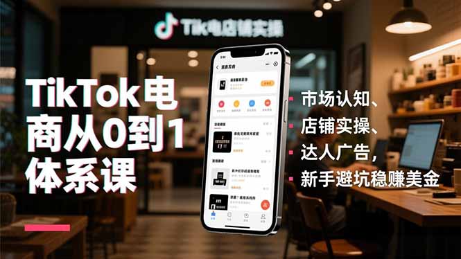 TikTok电商从0到1体系课，市场认知、店铺实操、达人广告，新手避坑稳赚美金小淇云库-创业网-网赚副业-网创副业-项目拆解-技术类创业资源网-副业网-免费资源下载小淇云库