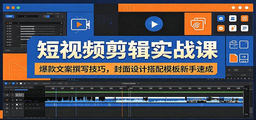短视频剪辑实战课：爆款文案撰写技巧，封面设计搭配模板新手速成-荆楚AI