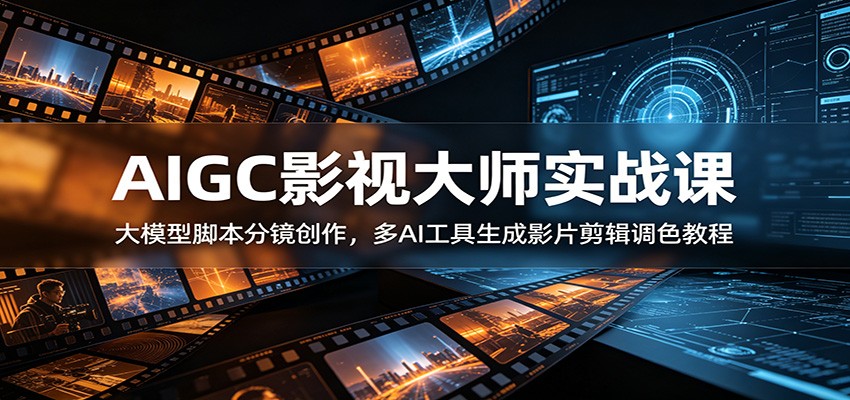 AIGC影视大师实战课:大模型脚本分镜创作,多AI工具生成影片剪辑调色教程-荆楚AI