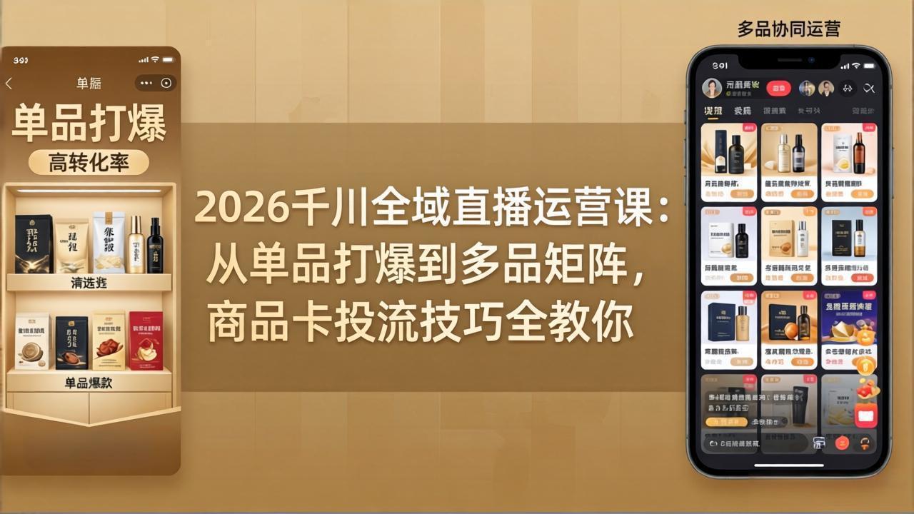 2026千川全域直播运营课:从单品打爆到多品矩阵,商品卡投流技巧全教你-荆楚AI