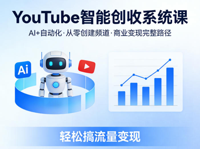 YouTube智能创收系统课，AI+自动化，从零创建YouTube频道并实现商业变现的完整路径，轻松搞流量变现小淇云库-创业网-网赚副业-网创副业-项目拆解-技术类创业资源网-副业网-免费资源下载小淇云库