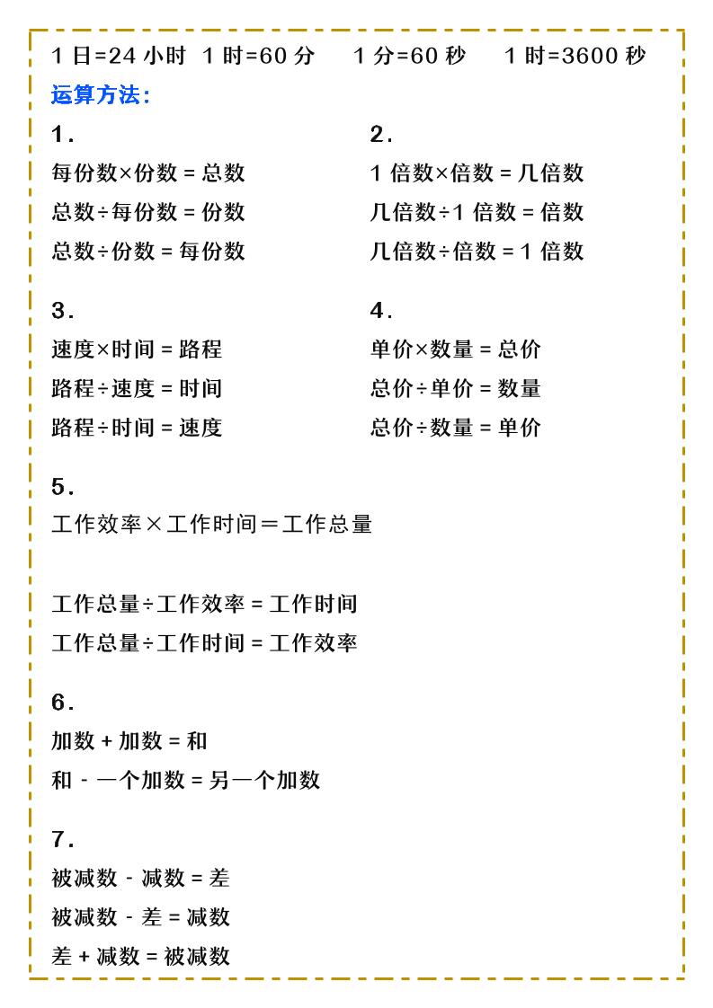 三年级下数学必背公式汇总《人教版》-荆楚AI
