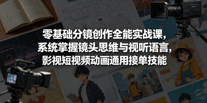 零基础分镜创作全能实战课，系统掌握镜头思维与视听语言，影视短视频动画通用接单技能-荆楚AI