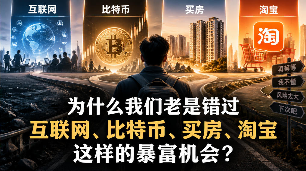 某社群付费文章:为什么我们老是错过互联网、比特币、买房、淘宝这样的暴富机会?-荆楚AI