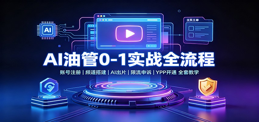 AI油管0-1实战:账号注册频道搭建,AI出片,限流申诉,YPP开通全套教学-荆楚AI