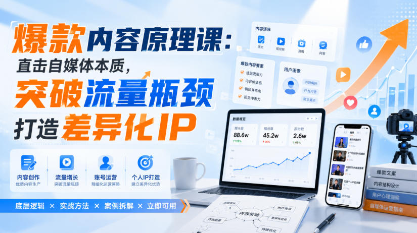 爆款内容原理课:直击自媒体本质,突破流量瓶颈打造差异化IP-荆楚AI