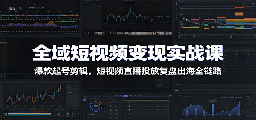 全域短视频变现实战课：爆款起号剪辑，短视频直播投放复盘出海全链路-荆楚AI