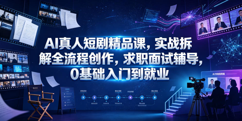AI真人短剧精品课，实战拆解全流程创作，求职面试辅导，0基础入门到就业-荆楚AI