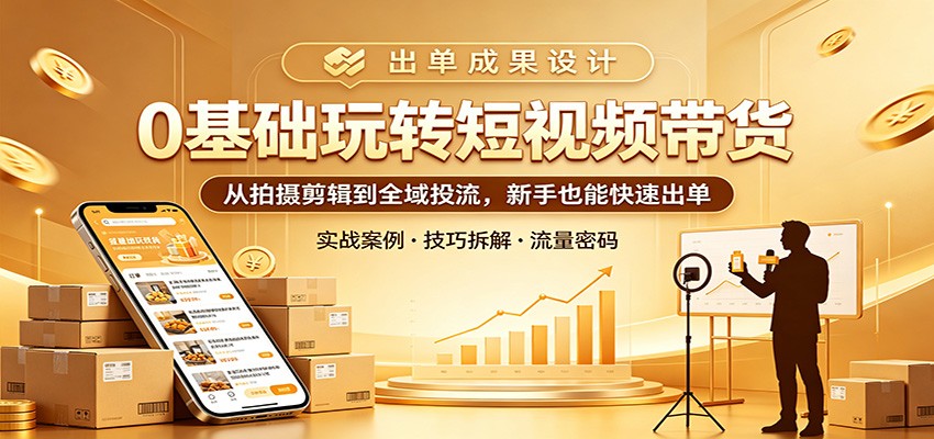 0基础玩转短视频带货：从拍摄剪辑到全域投流，新手也能快速出单-荆楚AI