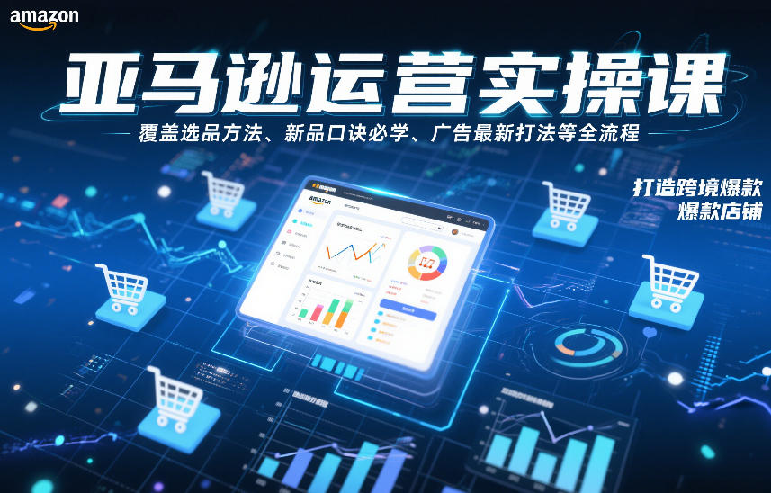 亚马逊运营实操课，覆盖选品方法、新品口诀必学、广告最新打法等全流程，打造跨境爆款店铺(更新6月)-荆楚AI