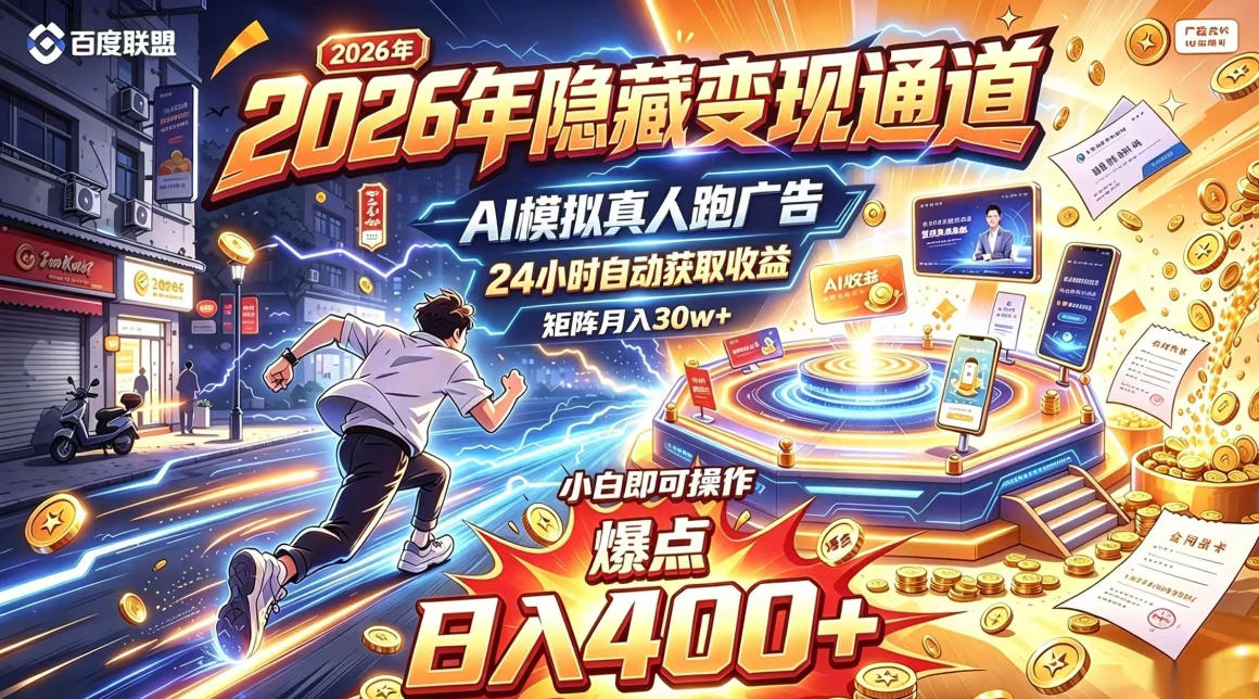 2026年别死磕自媒体,隐藏变现通道,AI模拟真人自动跑广告,小白即可操作,日入400+,矩阵月入可达到30w+【揭秘】-荆楚AI