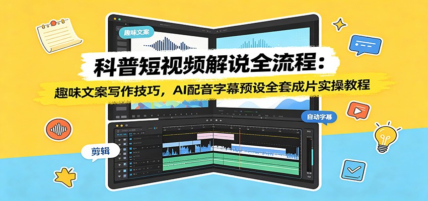 科普短视频解说全流程:趣味文案写作技巧,AI配音字幕预设全套成片实操教程-荆楚AI