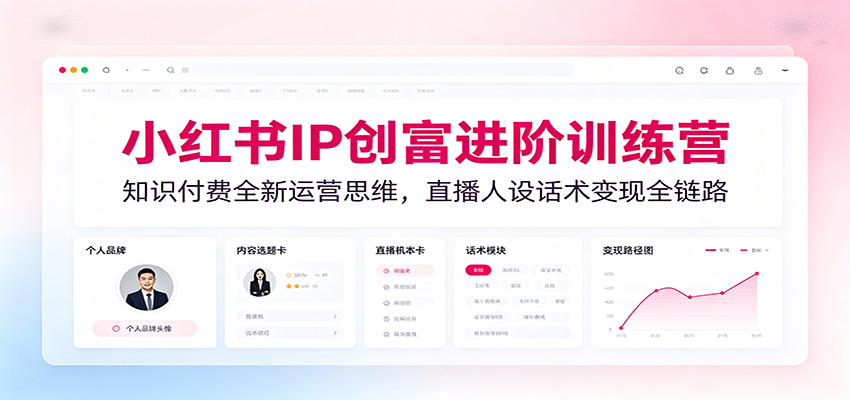 小红书IP创富进阶训练营:知识付费全新运营思维,直播人设话术变现全链路-荆楚AI