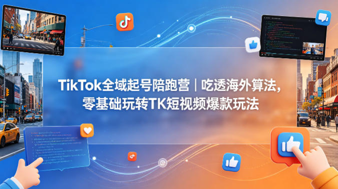 TikTok全域起号陪跑营｜吃透海外算法，零基础玩转TK短视频爆款玩法-荆楚AI