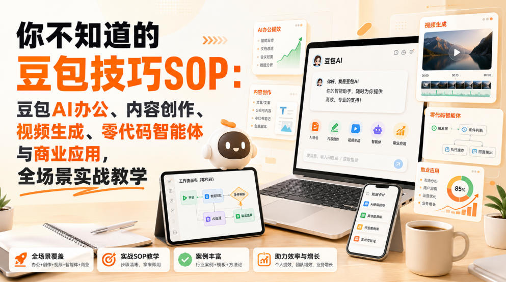 你不知道的豆包技巧SOP：豆包AI办公、内容创作、视频生成、零代码智能体与商业应用，全场景实战教学-荆楚AI