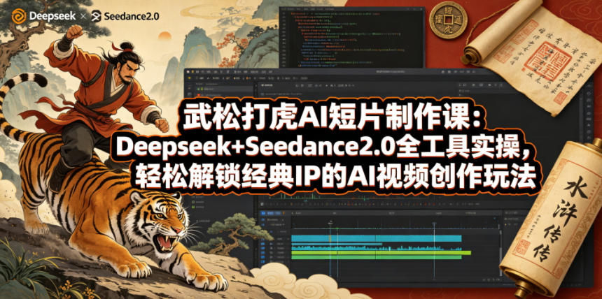 武松打虎AI短片制作课：Deepseek+Seedance2.0全工具实操，轻松解锁经典IP的AI视频创作玩法-荆楚AI