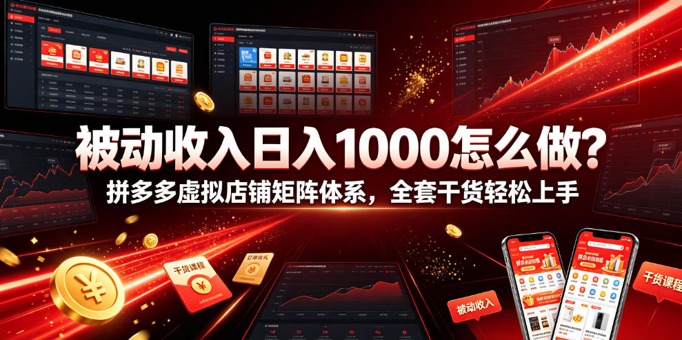 被动收入日入1000怎么做？拼多多虚拟店铺矩阵体系，全套干货轻松上手【揭秘】-荆楚AI