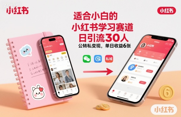 适合小白的小红书学习赛道，日引流30人，公转私变现，单日收益6张小淇云库-创业网-网赚副业-网创副业-项目拆解-技术类创业资源网-副业网-免费资源下载小淇云库