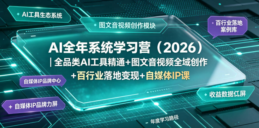 AI全年系统学习营(2026)｜全品类AI工具精通+图文音视频全域创作+百行业落地变现+自媒体IP打造年度进阶大课-荆楚AI