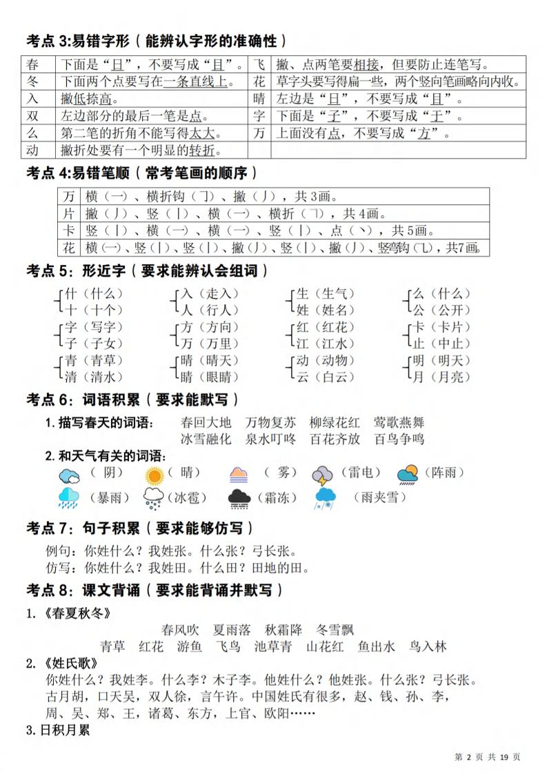 26春一年级下语文期末覆盖式复习重点-荆楚AI