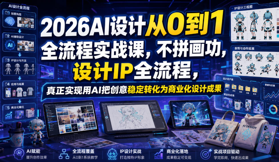 2026AI设计从0到1全流程实战课，不拼画功，设计IP全流程，真正实现用AI把创意稳定转化为商业化设计成果-荆楚AI