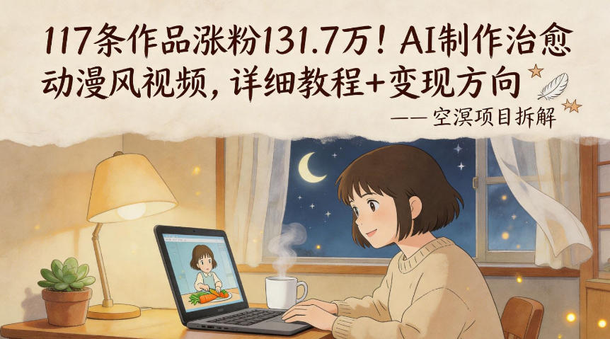117条作品涨粉131.7W！AI制作治愈动漫风视频，详细教程+变现方向-荆楚AI