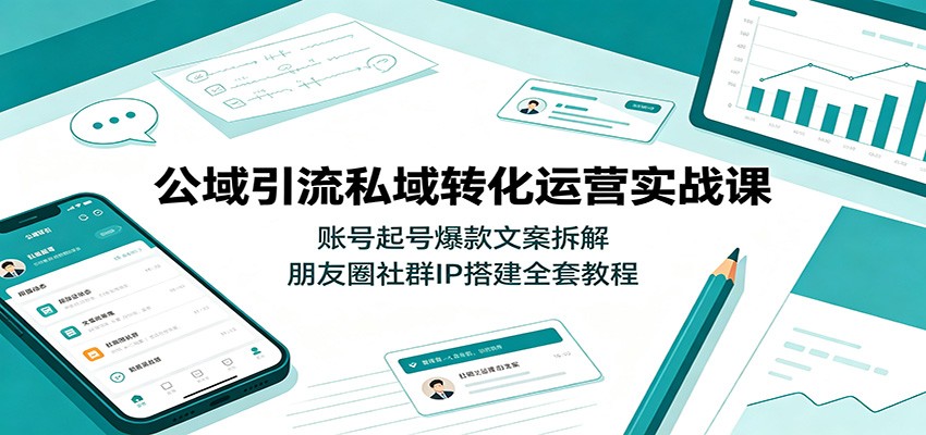 公域引流私域转化运营实战课：账号起号爆款文案拆解，朋友圈社群IP搭建全套教程-荆楚AI