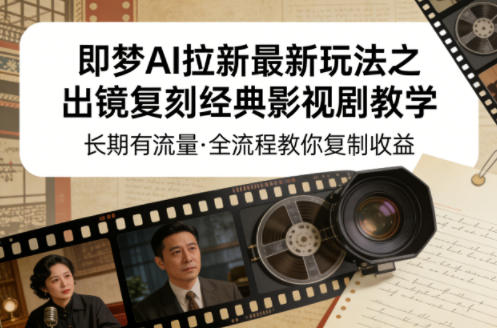 即梦AI拉新最新玩法之出镜复刻经典影视剧教学，长期有流量，全流程教你复制收益小淇云库-创业网-网赚副业-网创副业-项目拆解-技术类创业资源网-副业网-免费资源下载小淇云库