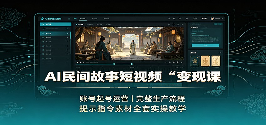 AI民间故事短视频变现课:账号起号运营,完整生产流程,提示指令素材全套实操教学-荆楚AI