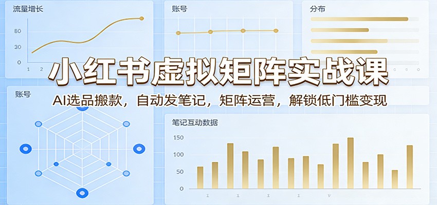 小红书虚拟矩阵实战课：AI选品搬款，自动发笔记，矩阵运营，解锁低门槛变现-荆楚AI