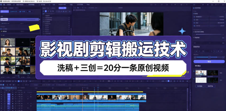 影视剧剪辑搬运技术,洗稿+三创=20分一条原创视频-荆楚AI