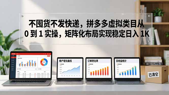 不囤货不发快递，拼多多虚拟类目从 0 到 1 实操，矩阵化布局实现稳定日入 1K-荆楚AI
