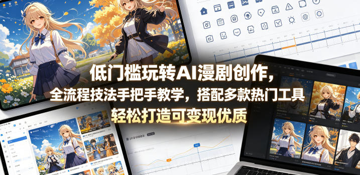 低门槛玩转AI漫剧创作,全流程技法手把手教学,搭配多款热门工具,轻松打造可变现优质作品-荆楚AI