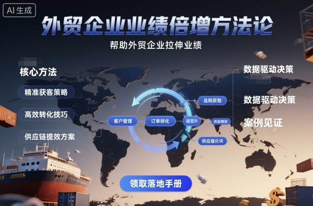 外贸企业业绩倍增方法论,帮助外贸企业拉伸业绩小淇云库-创业网-网赚副业-网创副业-项目拆解-技术类创业资源网-副业网-免费资源下载小淇云库