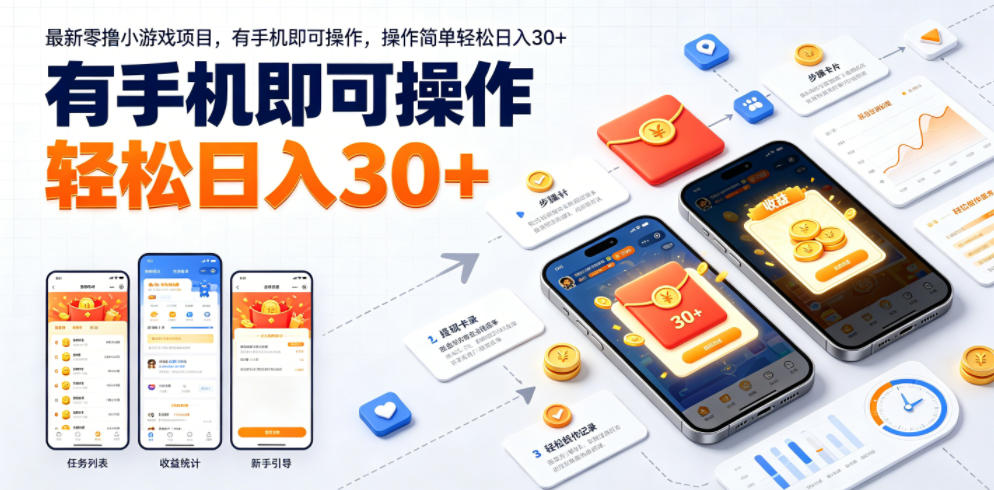 最新零撸小游戏项目，有手机即可操作，操作简单轻松日入30+-荆楚AI