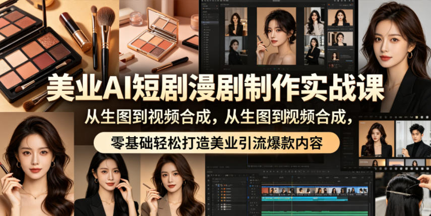 美业AI短剧漫剧制作实战课，从生图到视频合成，零基础轻松打造美业引流爆款内容-荆楚AI