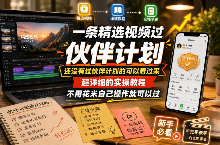 一条精选视频过伙伴计划，还没有过伙伴计划的可以看过来，超详细的实操教程，不用花米自己操作就可以过-荆楚AI