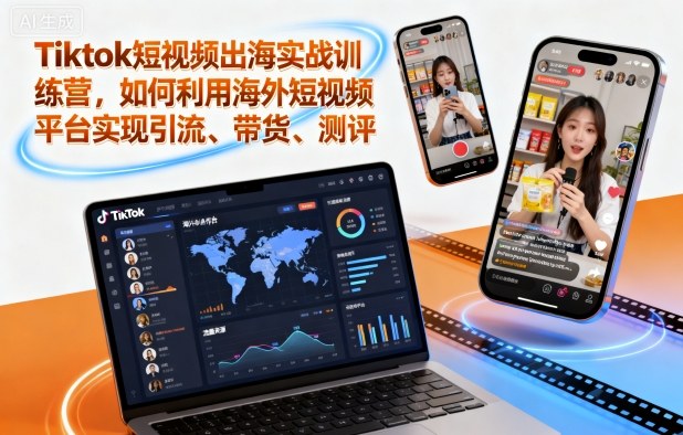 Tiktok短视频出海实战训练营，如何利用海外短视频平台实现引流、带货、测评小淇云库-创业网-网赚副业-网创副业-项目拆解-技术类创业资源网-副业网-免费资源下载小淇云库