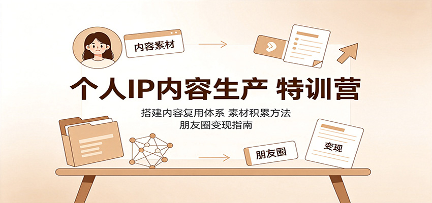 个人IP内容生产特训营:搭建内容复用体系,素材积累方法,朋友圈变现指南-荆楚AI