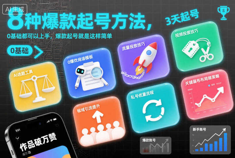 8种爆款起号方法，0基础都可以上手，爆款起号就是这样简单小淇云库-创业网-网赚副业-网创副业-项目拆解-技术类创业资源网-副业网-免费资源下载小淇云库