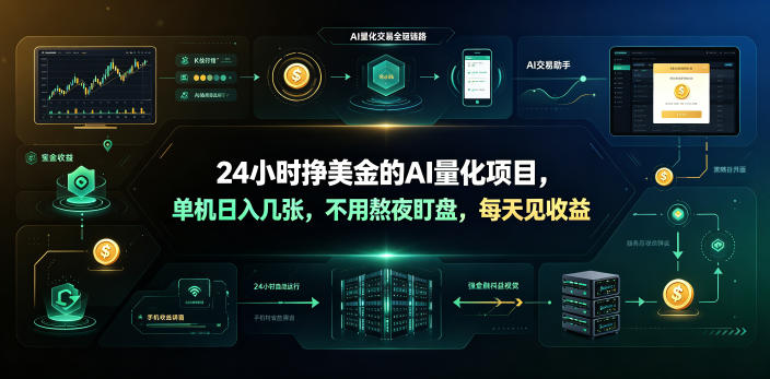 24小时挣美金的AI量化项目,单机日入几十美刀,不用熬夜盯盘,每天见收益【揭秘】-荆楚AI