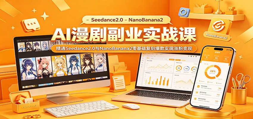AI漫剧副业实战课：精通Seedance2.0与NanoBanana2零基础复刻爆款实现涨粉变现-荆楚AI