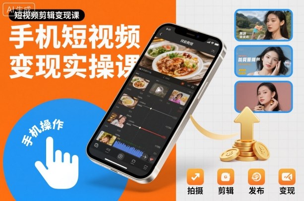 手机短视频变现实操课，短视频剪辑变现课小淇云库-创业网-网赚副业-网创副业-项目拆解-技术类创业资源网-副业网-免费资源下载小淇云库