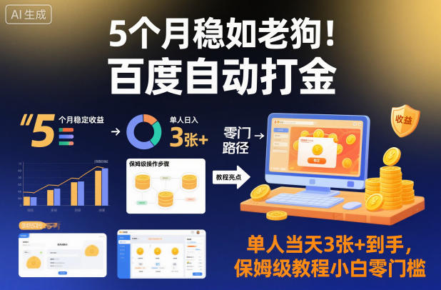 5个月稳如老狗！百度自动打金，单人当天3张+到手，保姆级教程小白零门槛【揭秘】小淇云库-创业网-网赚副业-网创副业-项目拆解-技术类创业资源网-副业网-免费资源下载小淇云库