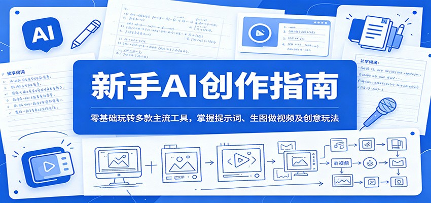 新手AI创作指南:零基础玩转多款主流工具,掌握提示词、生图做视频及创意玩法-荆楚AI
