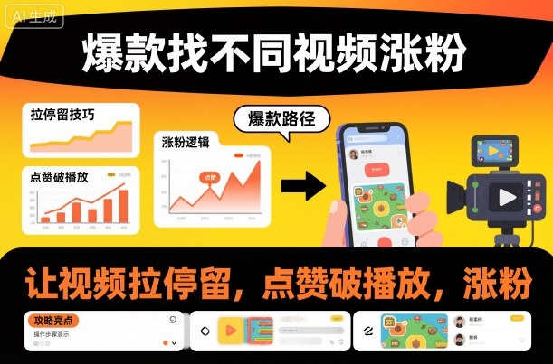 爆款找不同视频涨粉，让视频拉停留，实现点赞，破播放，涨粉小淇云库-创业网-网赚副业-网创副业-项目拆解-技术类创业资源网-副业网-免费资源下载小淇云库