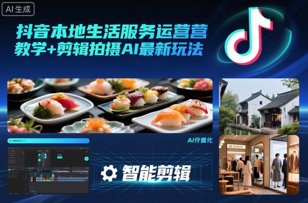 抖音本地生活服务运营教学+剪辑拍摄AI最新玩法小淇云库-创业网-网赚副业-网创副业-项目拆解-技术类创业资源网-副业网-免费资源下载小淇云库