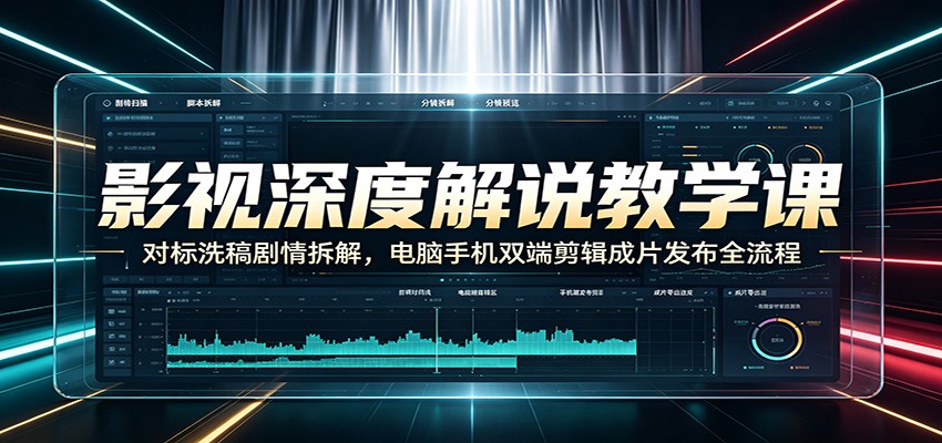 影视深度解说教学课：对标洗稿剧情拆解，电脑手机双端剪辑成片发布全流程-荆楚AI
