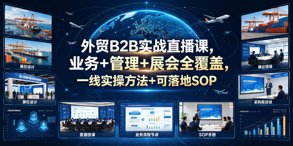 外贸B2B实战直播课，业务+管理+展会全覆盖，一线实操方法+可落地SOP-荆楚AI